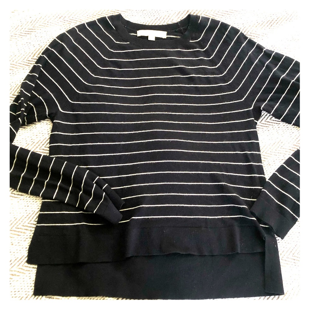 Loft Pinstriped High-Low Sweater